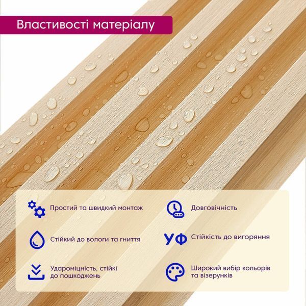Рейка декоративна WPC для стін 3000х160х23мм Світле дерево SW-00002572- SW-00002572 фото