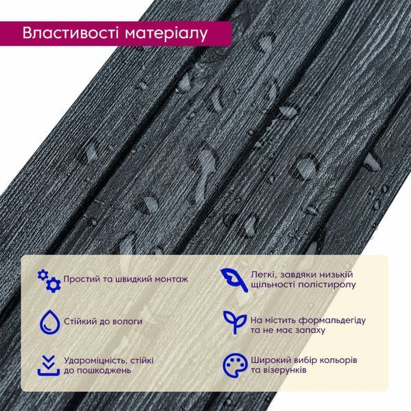Рейка декоративна PS 2900х120х12мм Темний графіт SW-00002128 SW-00002128 фото