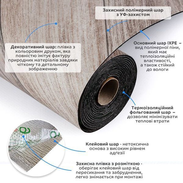 Підлогове вінілове покриття самоклеюче в рулоні 3000х600х1,5мм SW-00001819 SW-00001819 фото